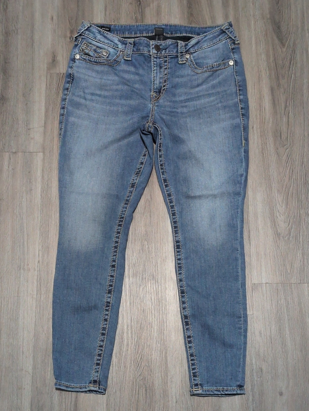 TrueReligion Curvy Fit Jennie Skinny Jeans Sz 33 (Fits 12/14) Thick Stitch - Picture 9 of 12